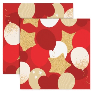 Сервировочные салфетки, Воздушные шары, Яркий праздник, Красный/Золото, 33*33 см, 20 шт.